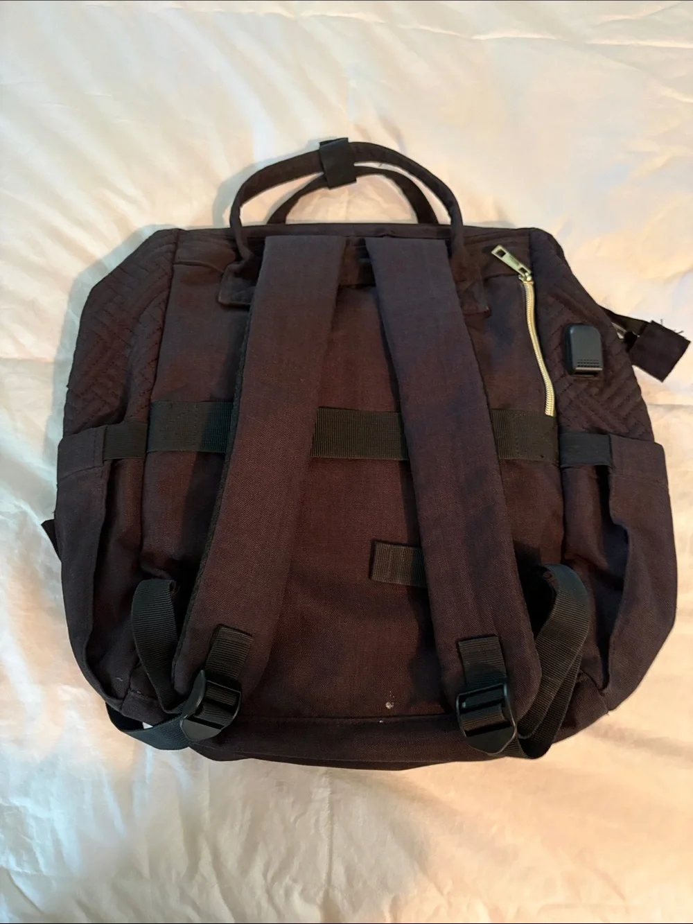 Lounach Black Quilted Laptop Backpack